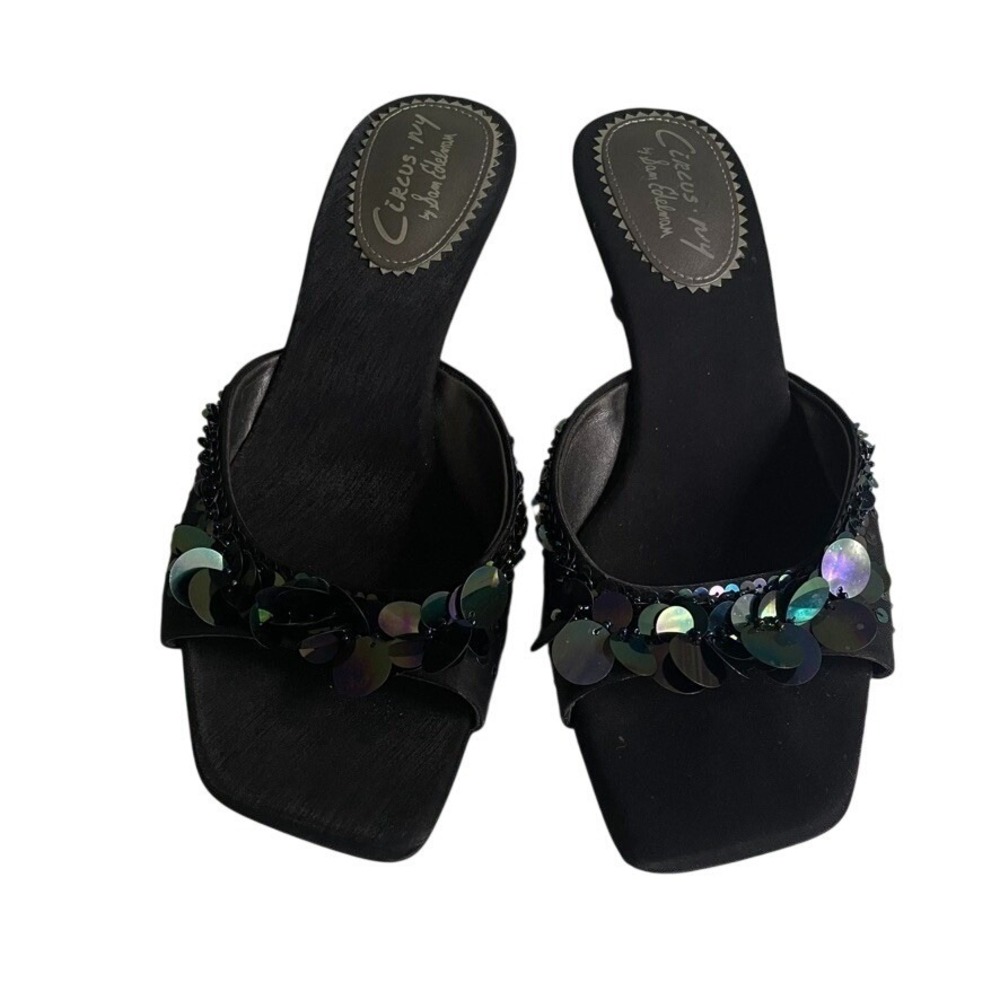 Circus NY by Sam Edelman Black Sequin Mule Heels Size 10